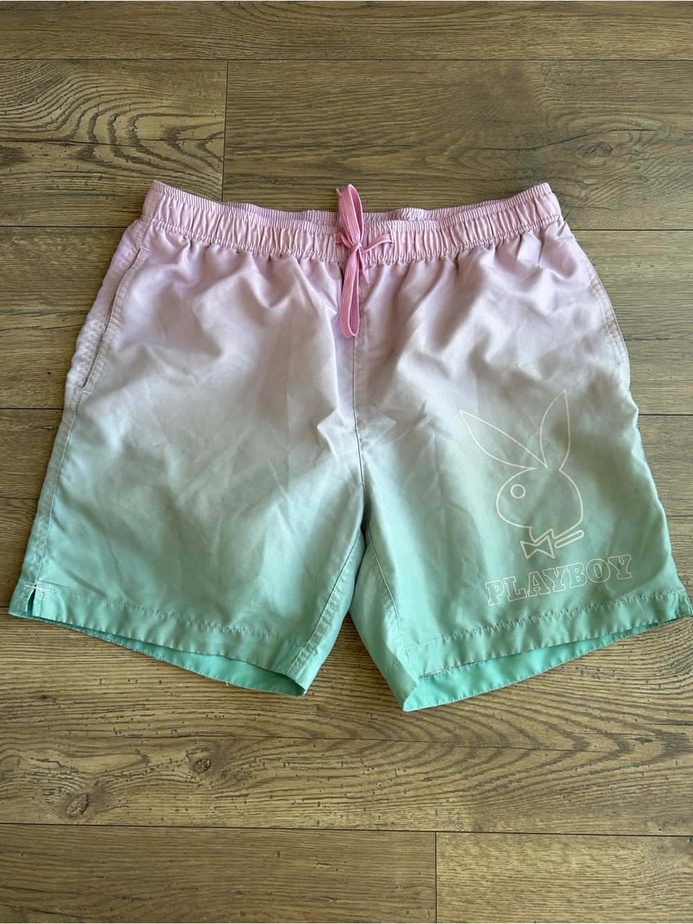 PLAYBOY Pink to Mint Ombre Swim Trunks